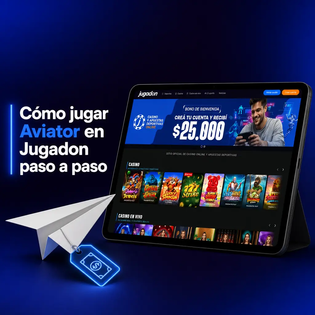 Guía paso a paso para jugar Aviator en Jugadon: registro, carga de saldo, apuesta y cobro del premio.