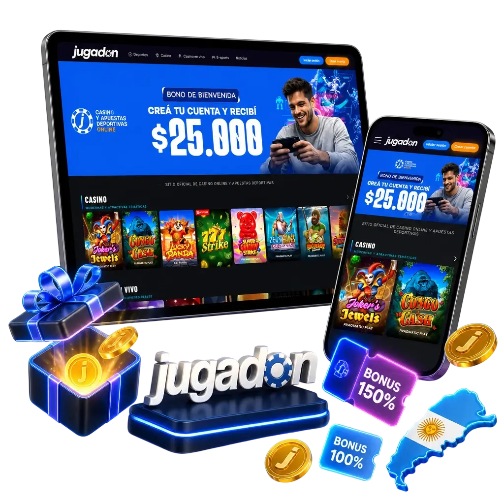 Bono de bienvenida de Jugadon para apuestas de fútbol: 100% match hasta 25.000 ARS en tu primer depósito.