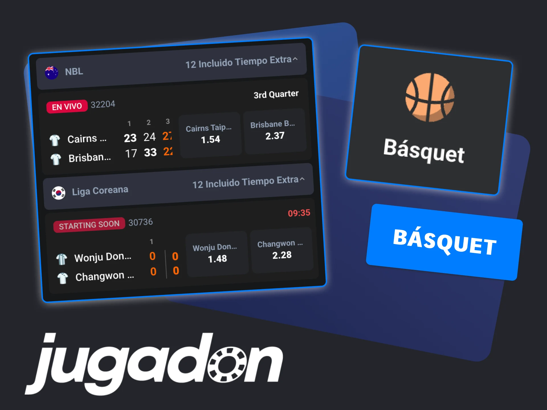 Apuesta en vivo en Jugadon, sigue la accion del basquet.