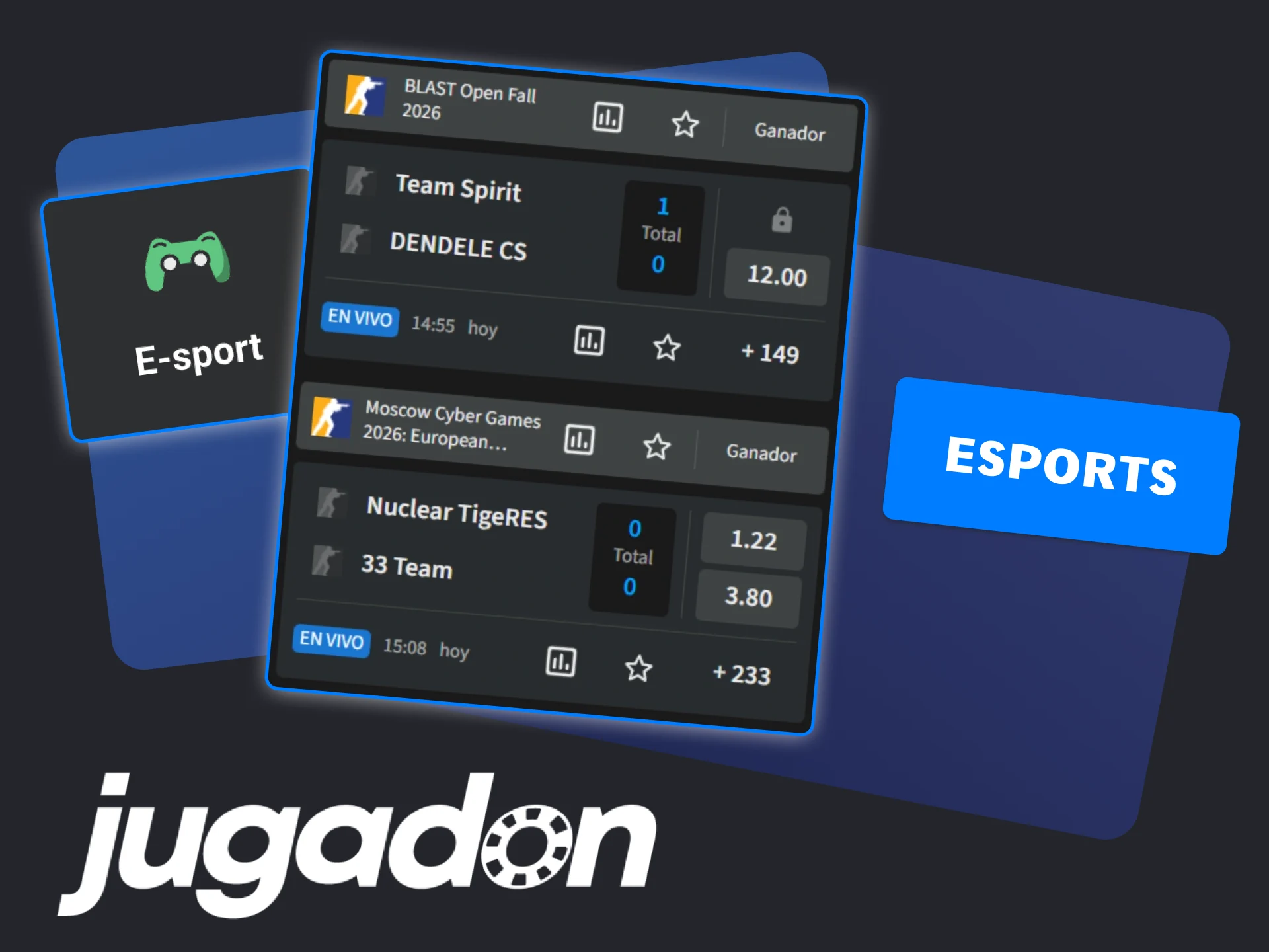 Apuesta en Esports en Jugadon, mira las transmisiones en vivo.
